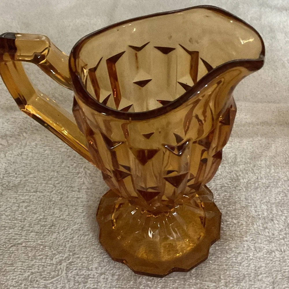 Amber Glass Creamer and Sugar Set